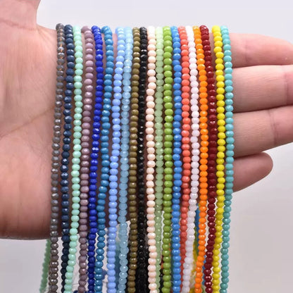 10 Strands Rondelle Faceted Crystal Beads Round Glass Beads