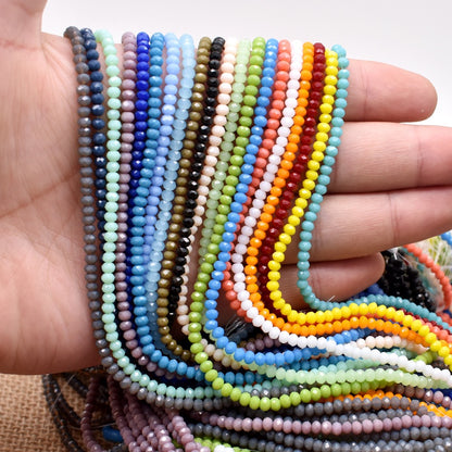 10 Strands Rondelle Faceted Crystal Beads Round Glass Beads