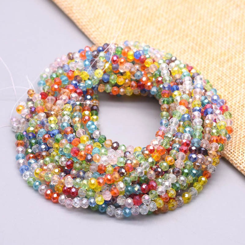 10 Strands Rondelle Faceted Crystal Beads Round Glass Beads