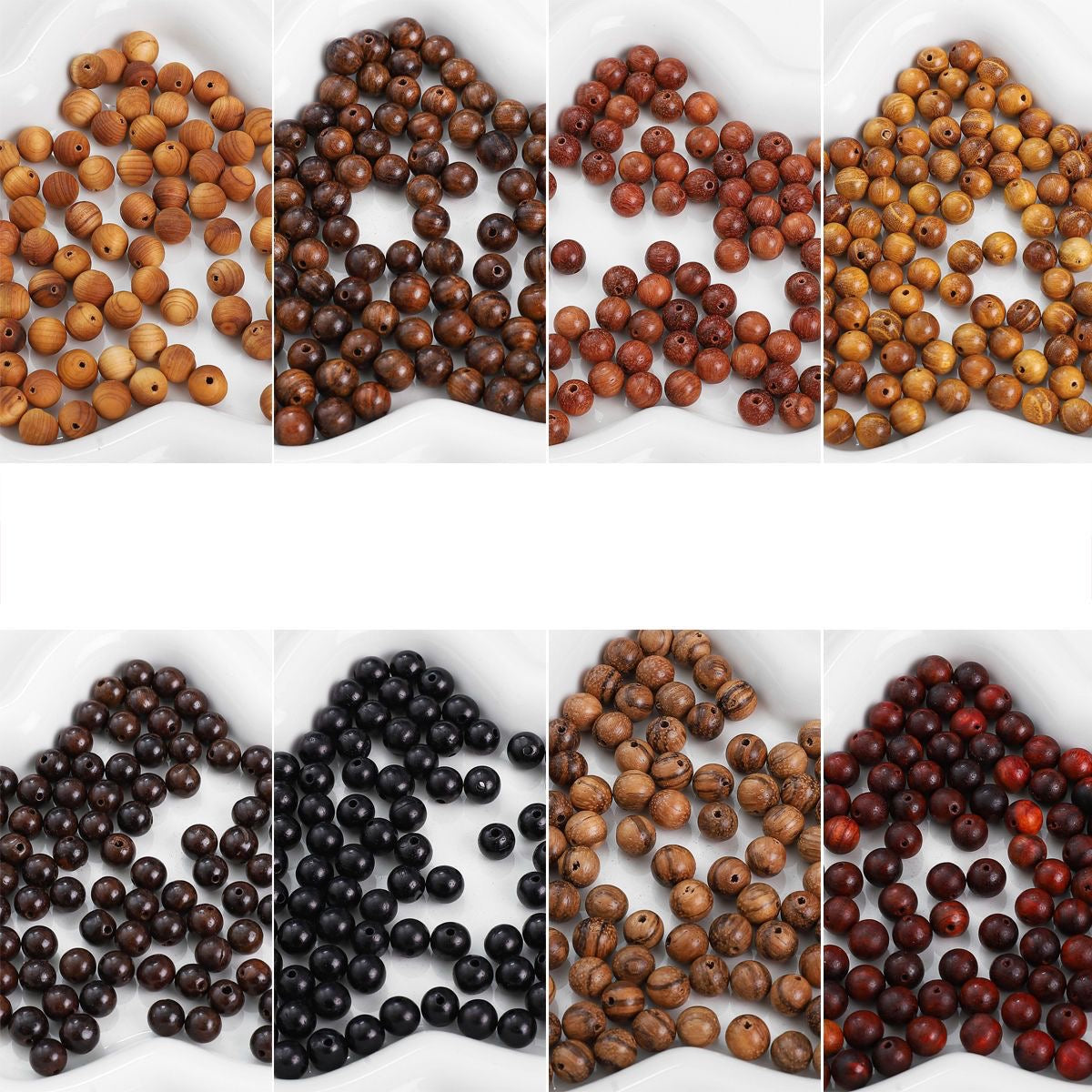 50PCS Natural Wooden Beads Round Loose Beads