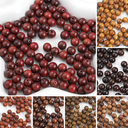 50PCS Natural Wooden Beads Round Loose Beads