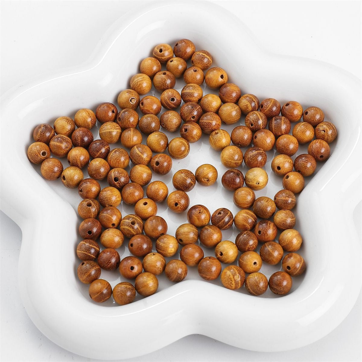 50PCS Natural Wooden Beads Round Loose Beads