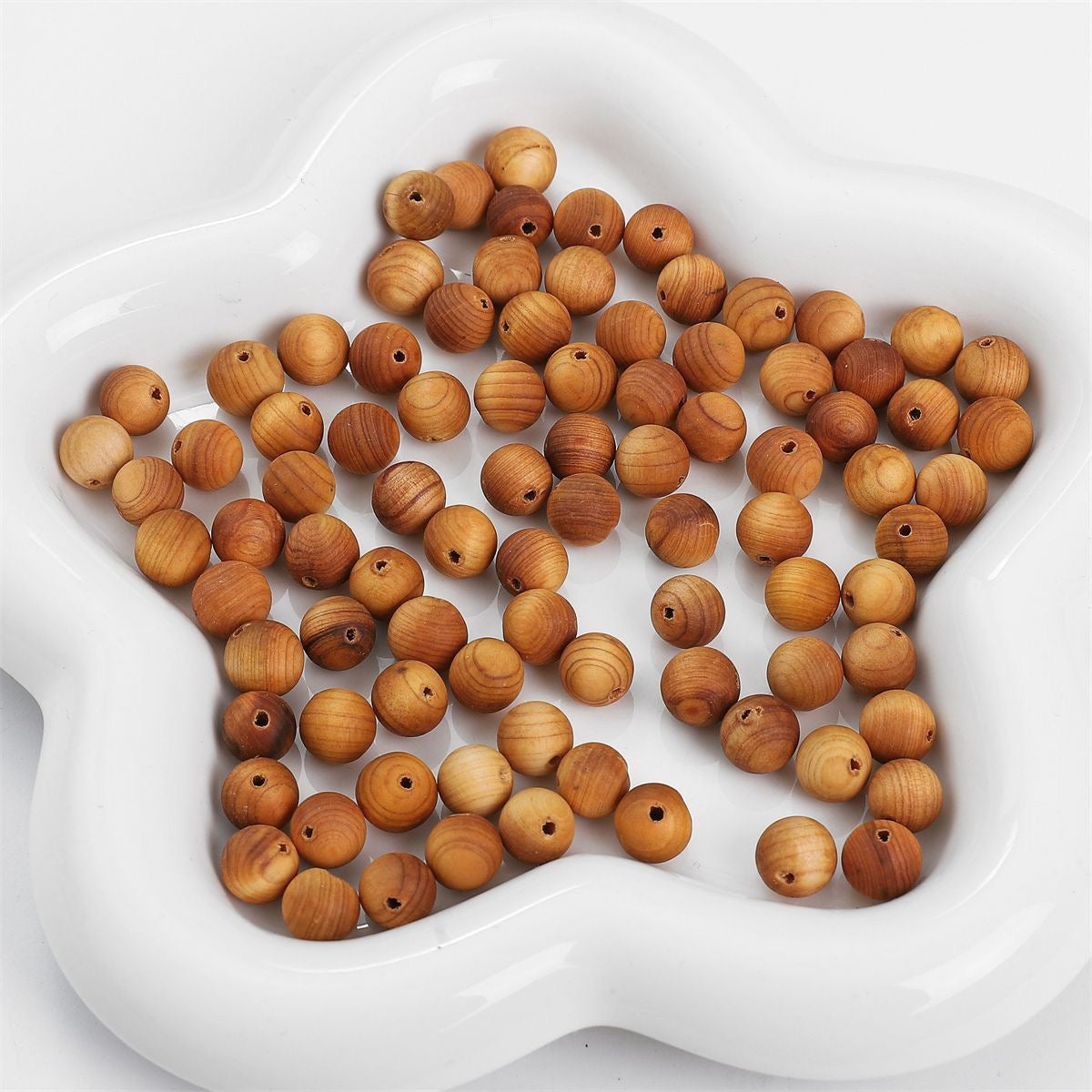50PCS Natural Wooden Beads Round Loose Beads