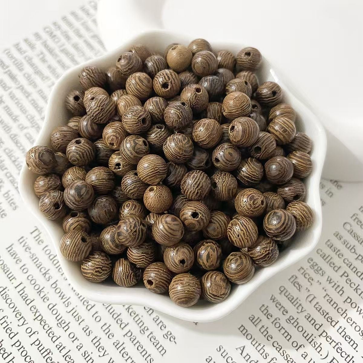 50PCS Natural Wooden Beads Round Loose Beads