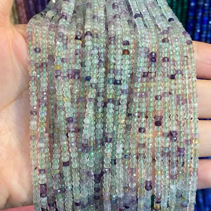 Faceted Rondelle Fluorite Beads