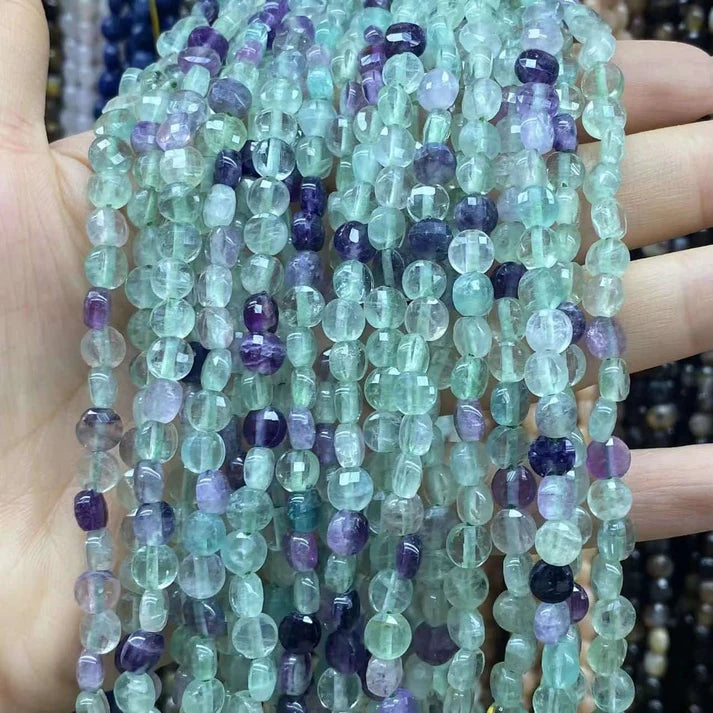 Coin Shape Fluorite Beads