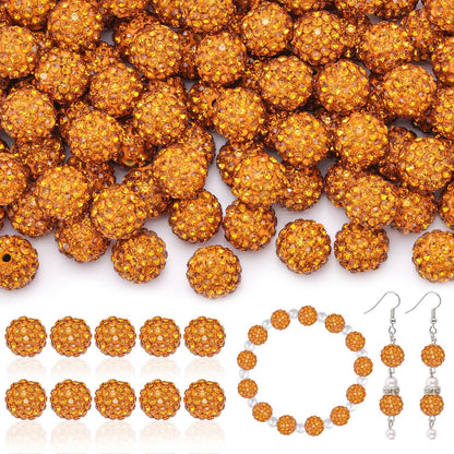 100pcs 10mm Rhinestone Beads Shiny Round Disco Ball Beads Bulk, Sparkle Crystal Clay