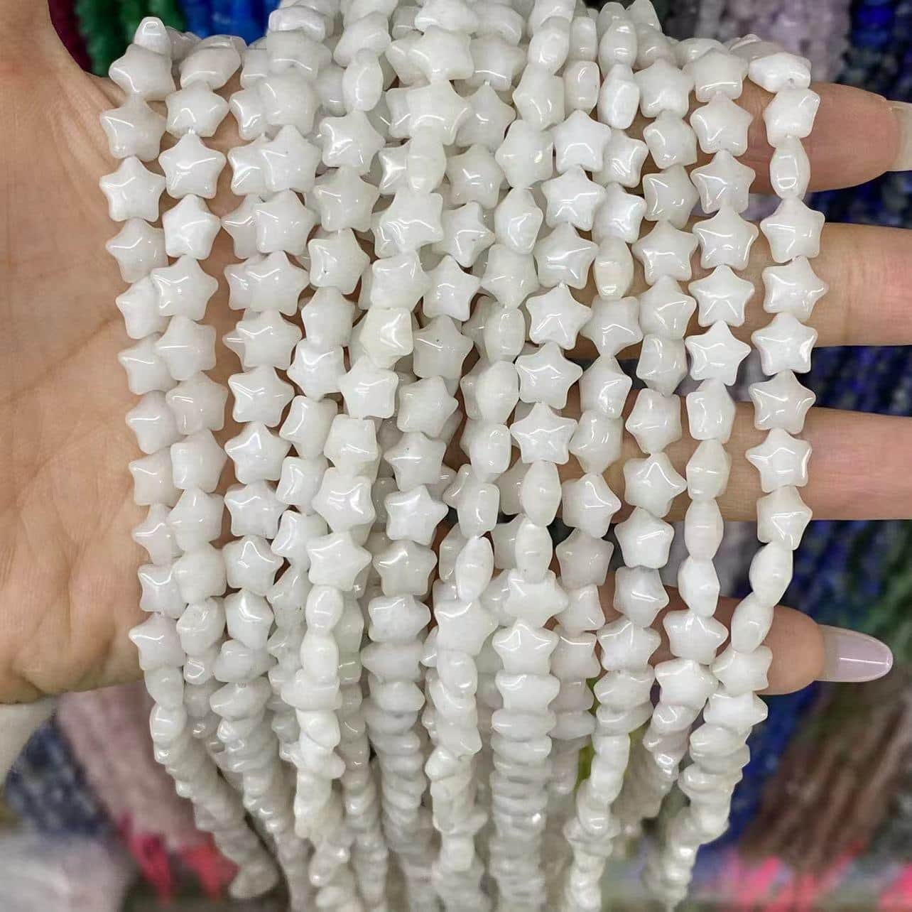 Smooth Star Beads 8mm Quartz/Jasper/Agate/Crystal