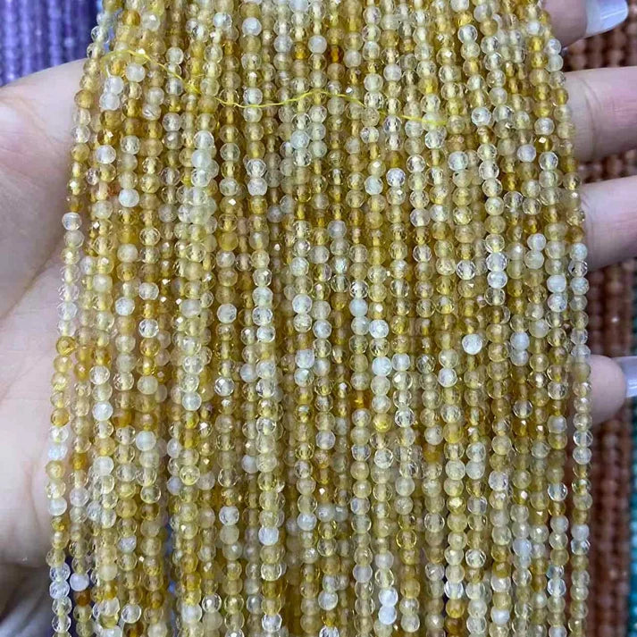 Citrine Tiny Faceted Round Beads 2mm 3mm 4mm