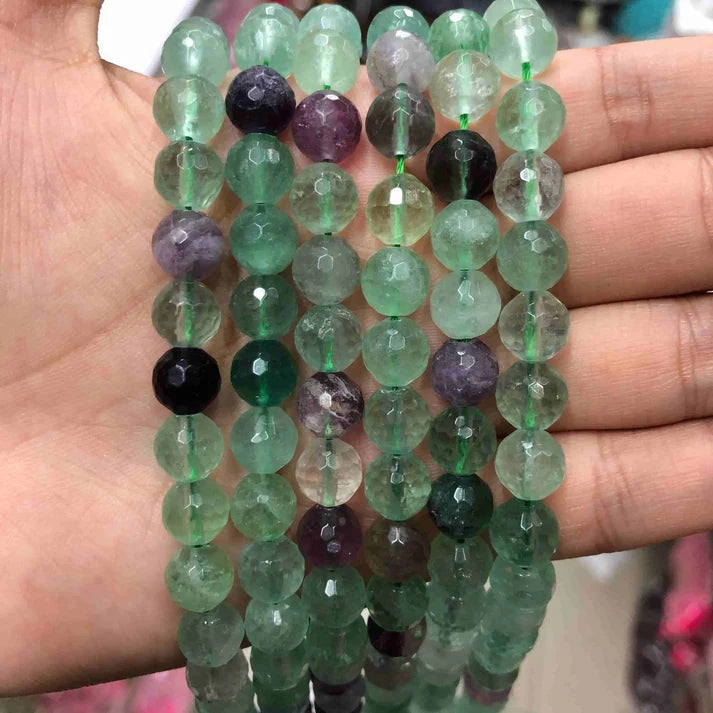 Faceted Round Fluorite Beads