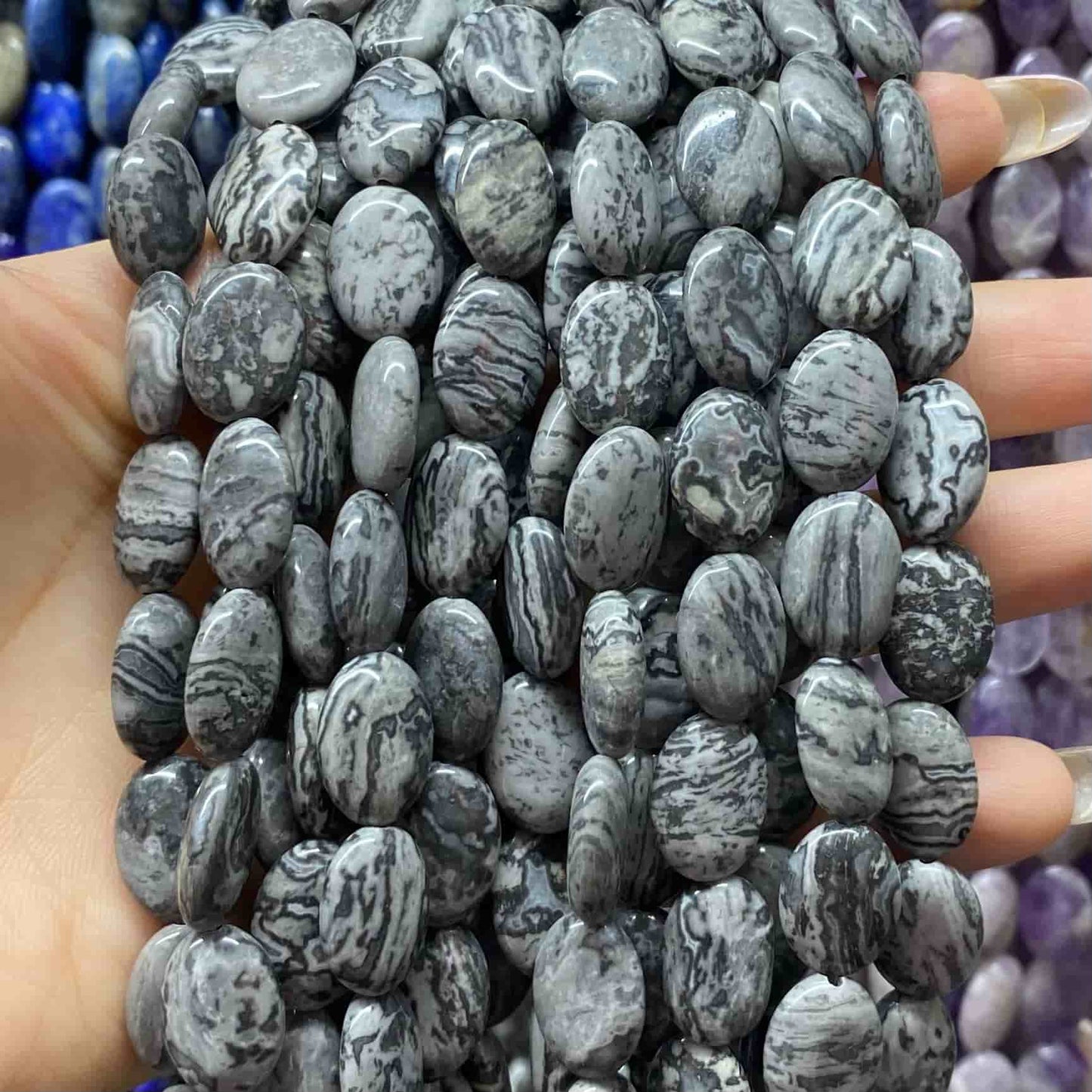 Smooth Flat Oval Beads 10x14mm Quartz/Jasper/Agate/Crystal