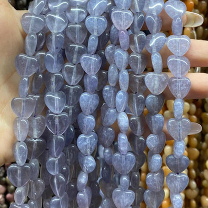 Smooth Heart Shape Beads 10mm/15mm Quartz/Jasper/Agate/Crystal