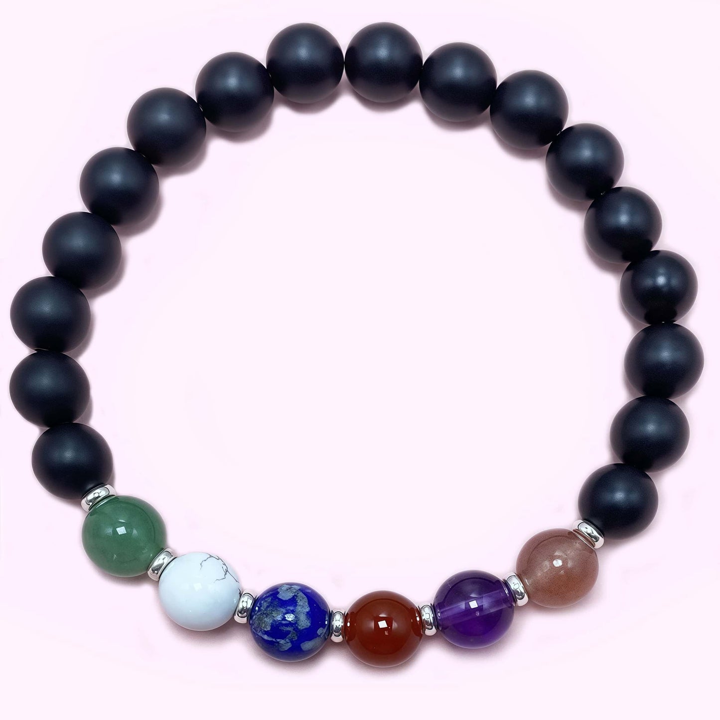 Matte Onyx Seven Chakra Crystal Bracelets