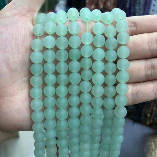 Matted Round Aventurine Beads
