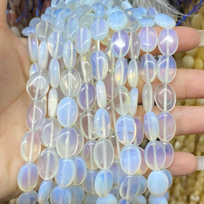 Smooth Flat Oval Beads 10x14mm Quartz/Jasper/Agate/Crystal