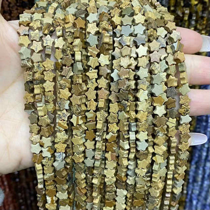 Flat Star Beads 6mm Quartz/Jasper/Agate/Crystal