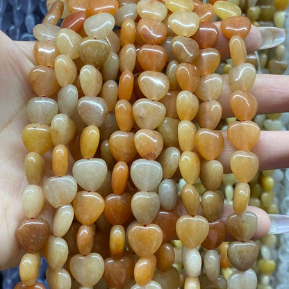 Smooth Heart Shape Beads 10mm/15mm Quartz/Jasper/Agate/Crystal
