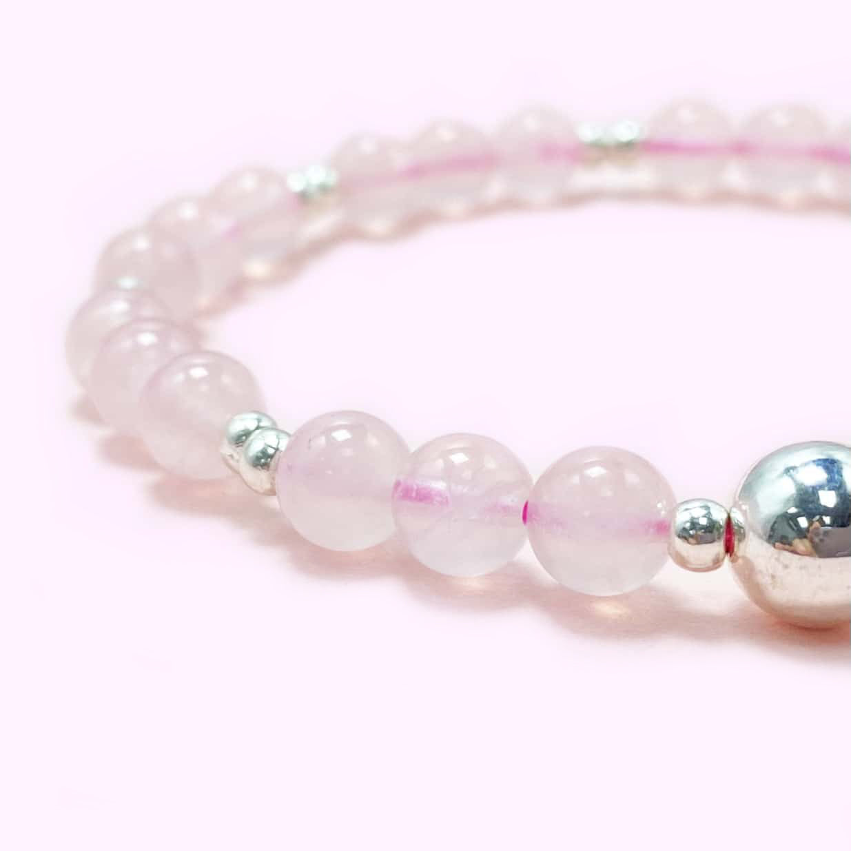 Natural Pink Rose Quartz Crystal Bracelet for Love and Relationship
