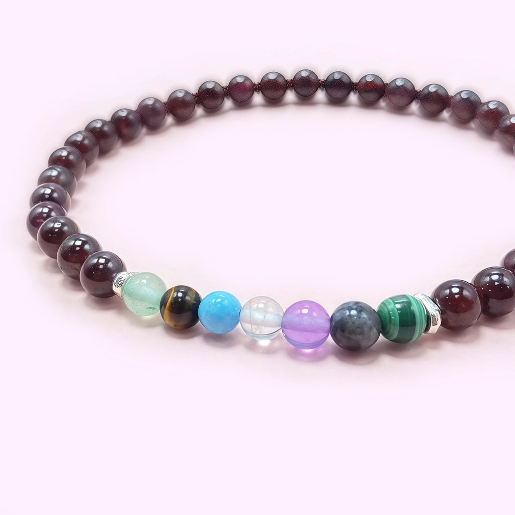 Garnet Seven Chakra Crystal Bracelet