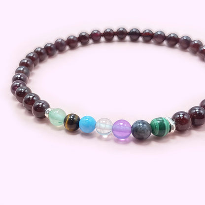 Garnet Seven Chakra Crystal Bracelet