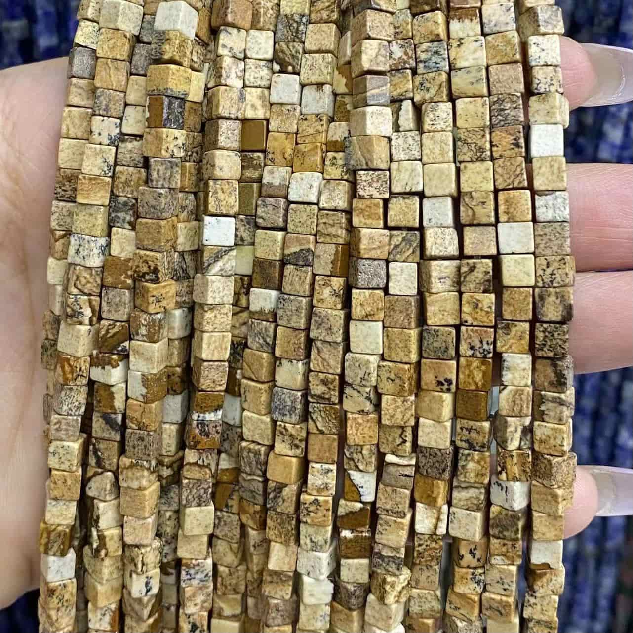 Square Cube Beads 4x4mm Quartz/Jasper/Agate/Crystal