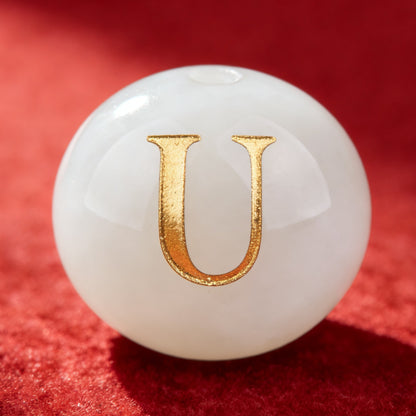 Natural Red Agate Beads - 26 Alphabet Loose Beads for Engraving Customization DIY