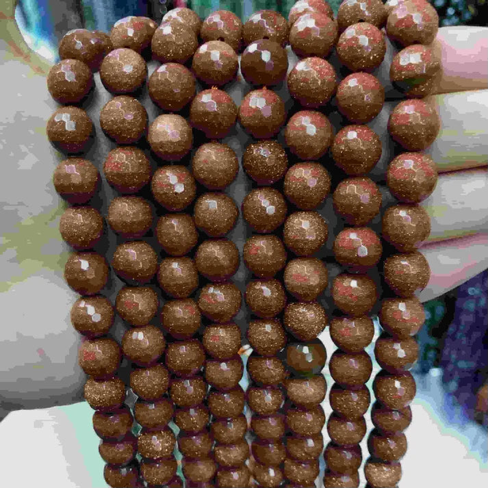 Faceted Round Sandstone Beads
