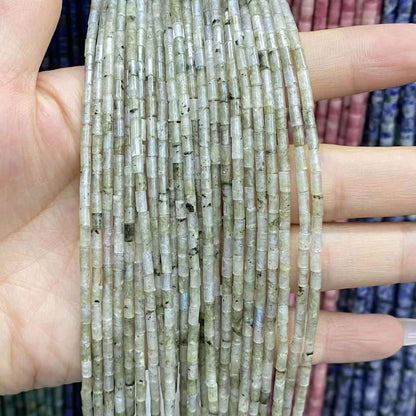 Cylindrical Tube Beads 2x4mm Quartz/Jasper/Agate/Crystal