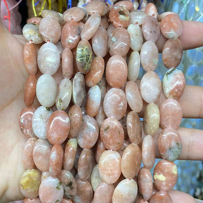 Smooth Flat Oval Beads 10x14mm Quartz/Jasper/Agate/Crystal