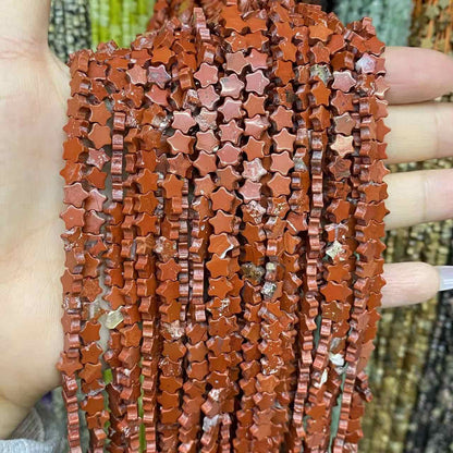 Flat Star Beads 6mm Quartz/Jasper/Agate/Crystal