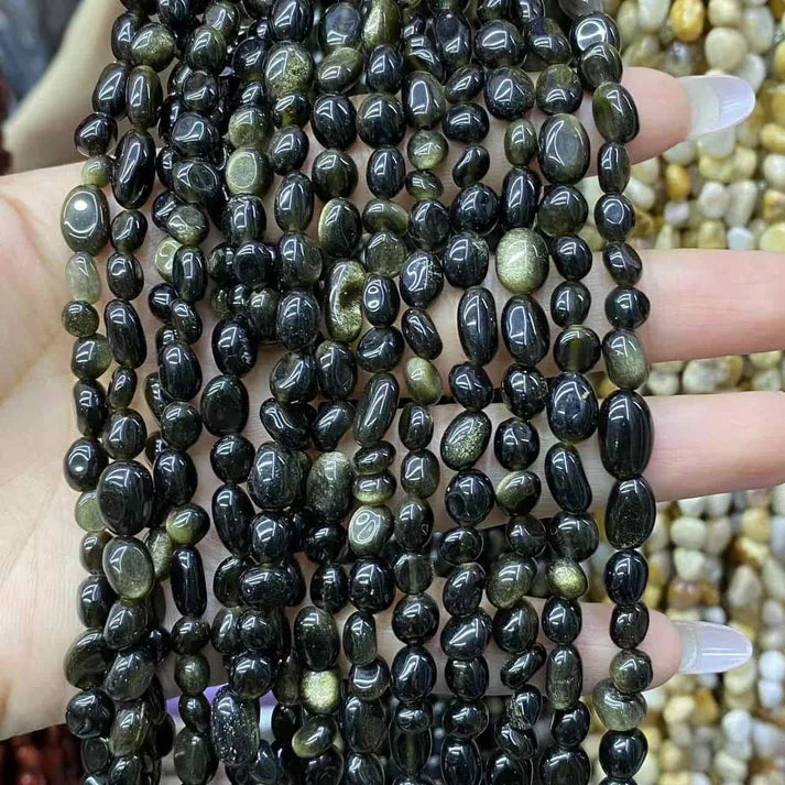 Nugget Shape Obsidian Beads