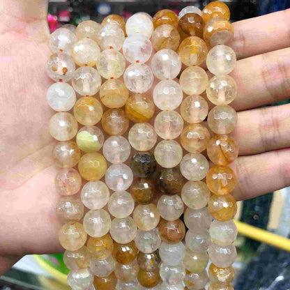 Round Faceted Beads Crystal/Quartz/Jasper/Agate 6mm 8mm 10mm