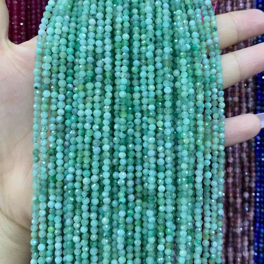 Emerald Tiny Faceted Round Beads 2mm 3mm 4mm