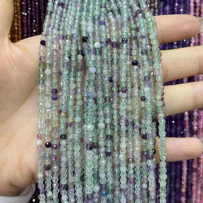 Fluorite Tiny Faceted Round Beads 2mm 3mm 4mm