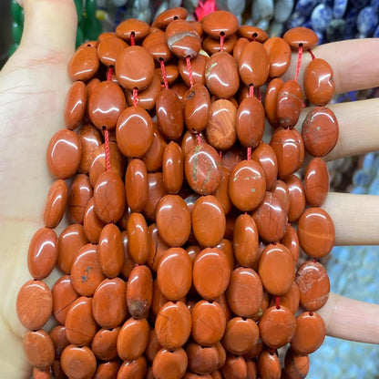 Smooth Flat Oval Beads 10x14mm Quartz/Jasper/Agate/Crystal