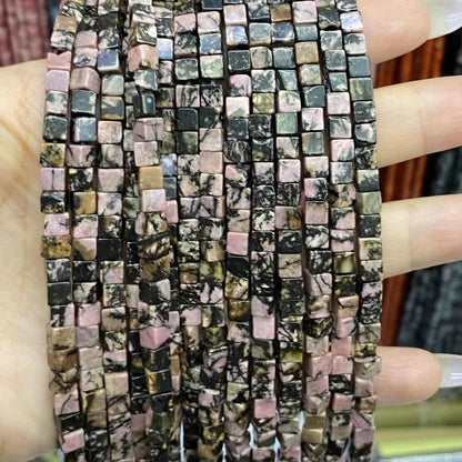 Square Cube Beads 4x4mm Quartz/Jasper/Agate/Crystal