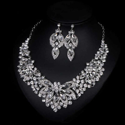Stunning Jade Diamond Jewelry Set with Necklace, Earrings, Ring and Luxury Gift Box