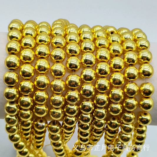 Round Gold Color Non-Magnetic Hematite Beads