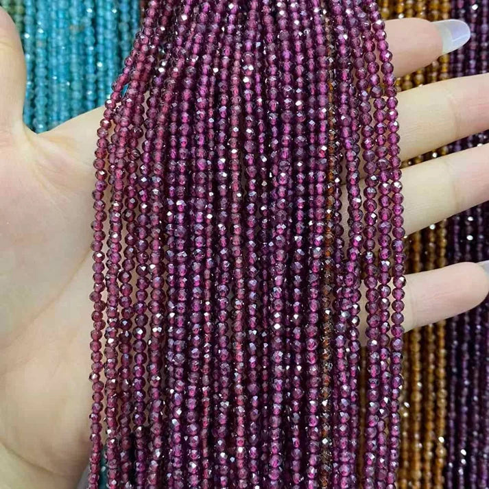 2mm 3mm 4mm Faceted Round Garnet Beads