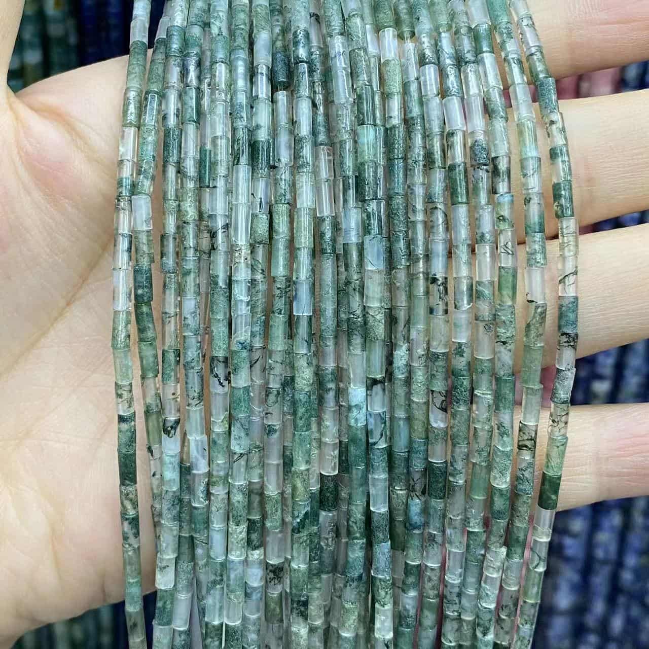 Cylindrical Tube Beads 2x4mm Quartz/Jasper/Agate/Crystal