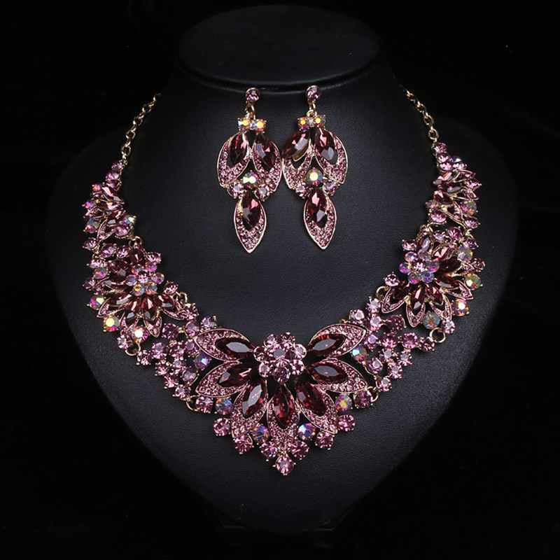 Stunning Jade Diamond Jewelry Set with Necklace, Earrings, Ring and Luxury Gift Box