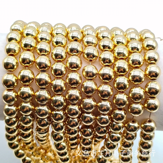 Round KC-Gold Color Non-Magnetic Hematite Beads
