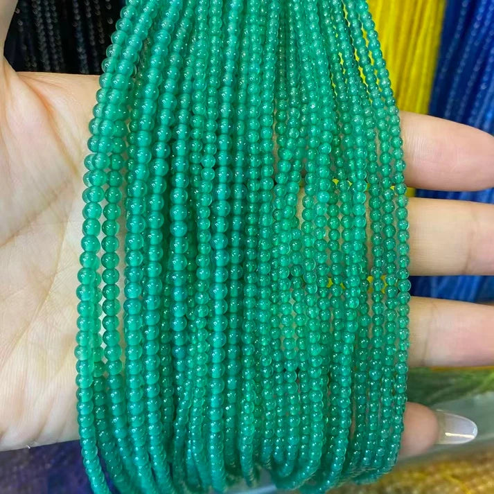 Green Agate Tiny Smooth Round Beads 2mm 3mm 4mm
