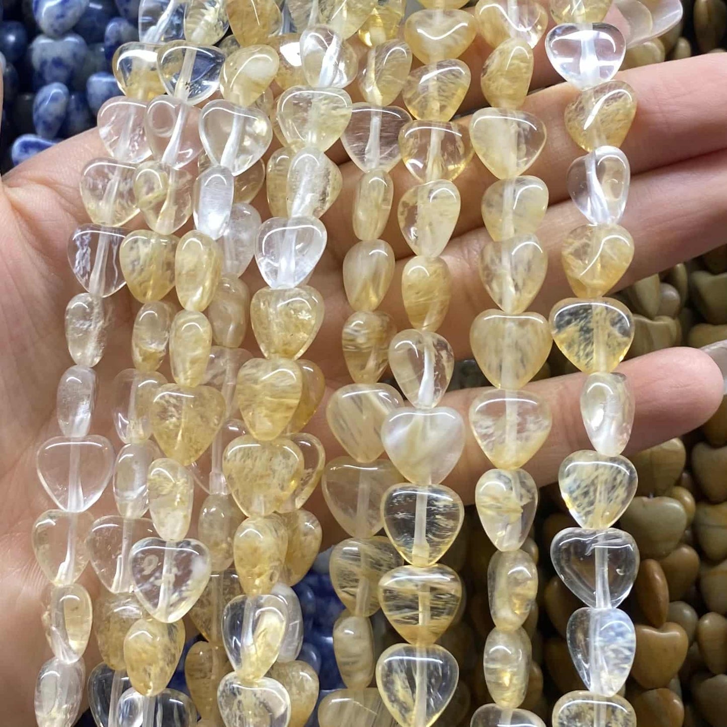 Smooth Heart Shape Beads 10mm/15mm Quartz/Jasper/Agate/Crystal