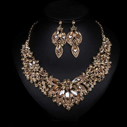 Stunning Jade Diamond Jewelry Set with Necklace, Earrings, Ring and Luxury Gift Box