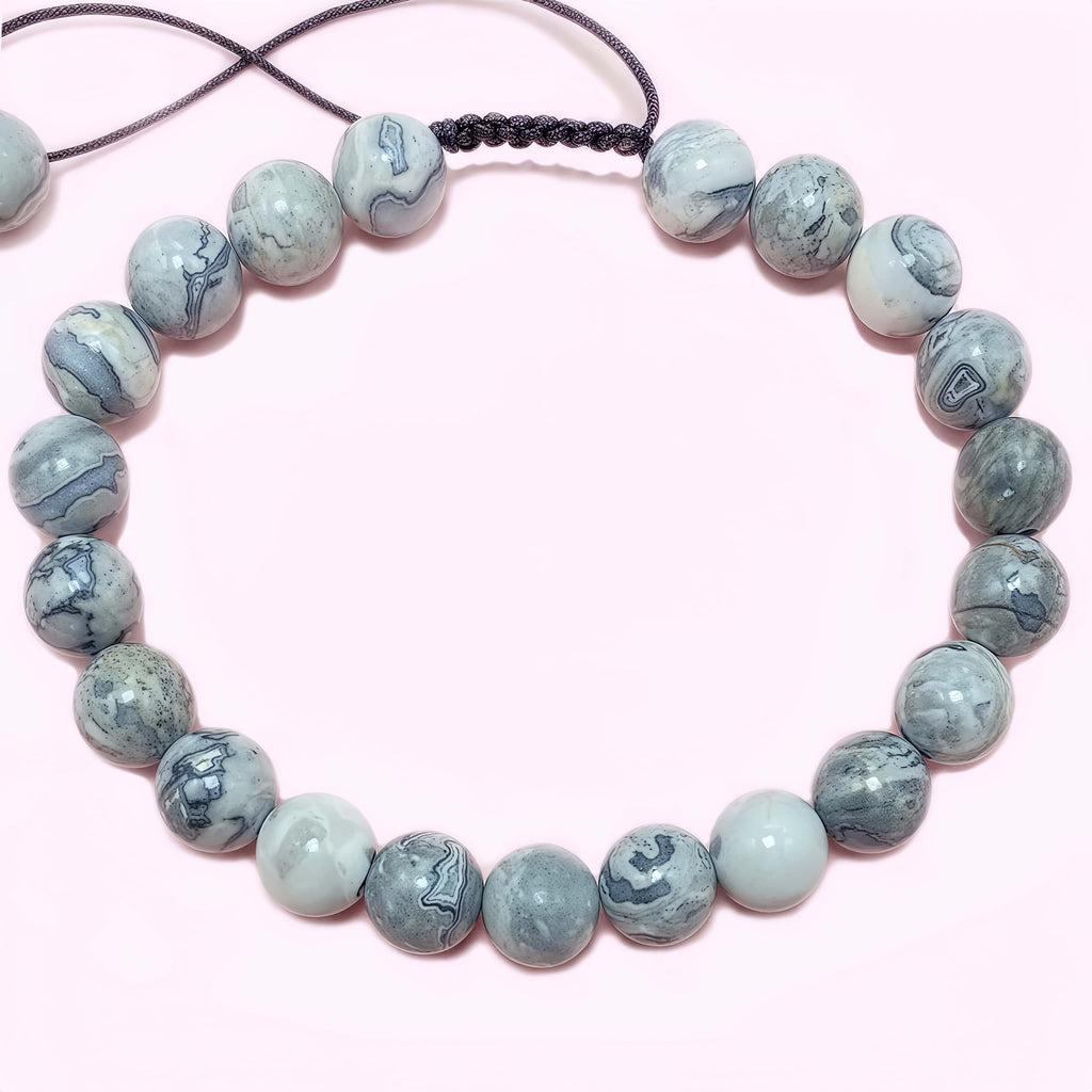 Natural Map Stone to Improve Sleep Braided Rope Crystal Bracelet