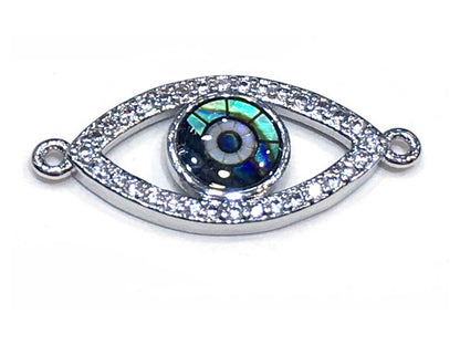 1PCS Brass Cubic Zirconia Evil Eyes Beads