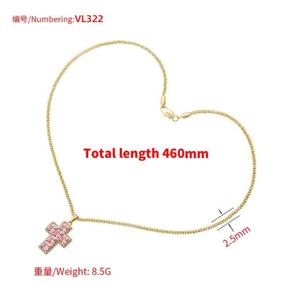 1Pcs Cross Pendants Brass Cubic Zirconia Cross Charms Necklaces