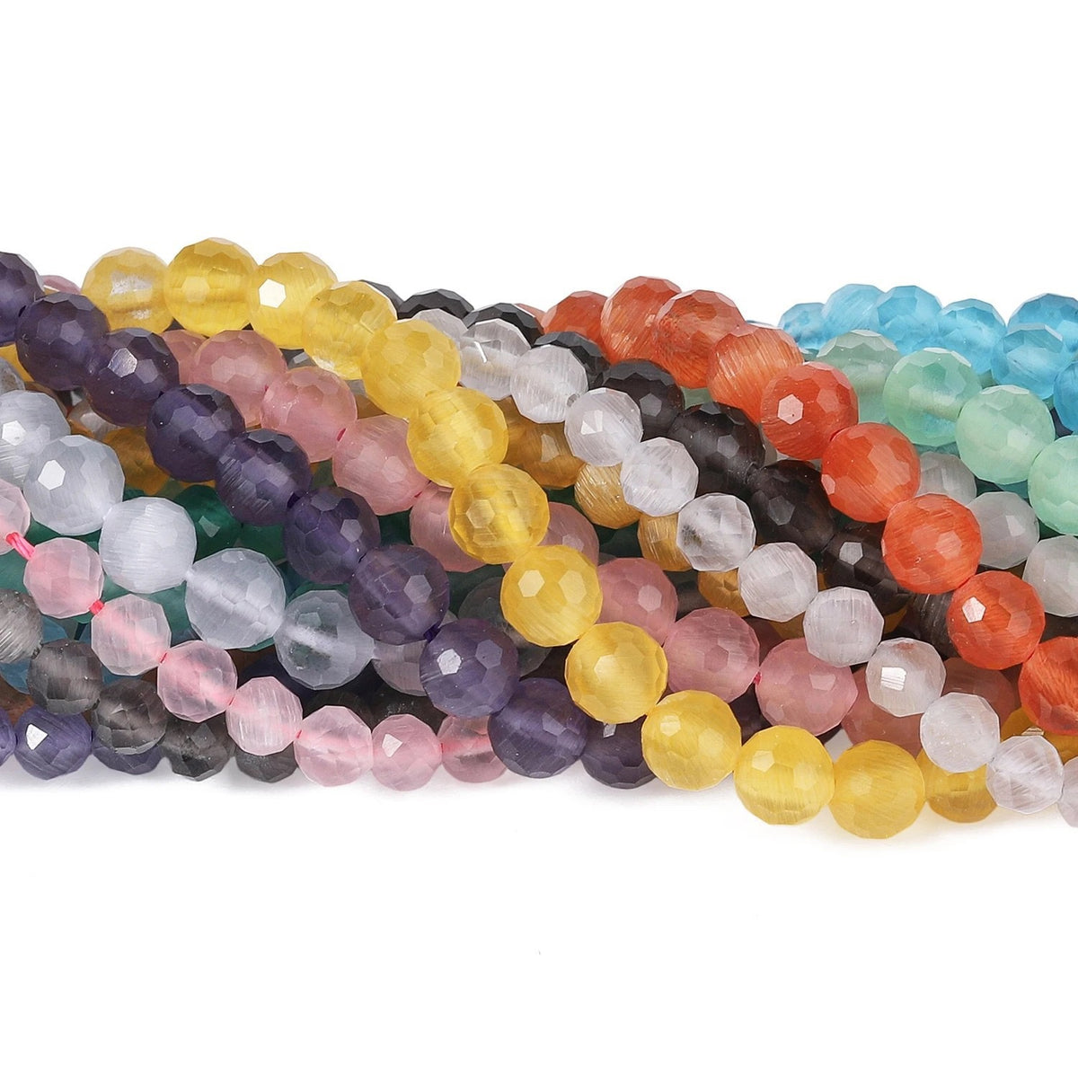 Tiny Cat's Eye Beads Faceted Round Beads
