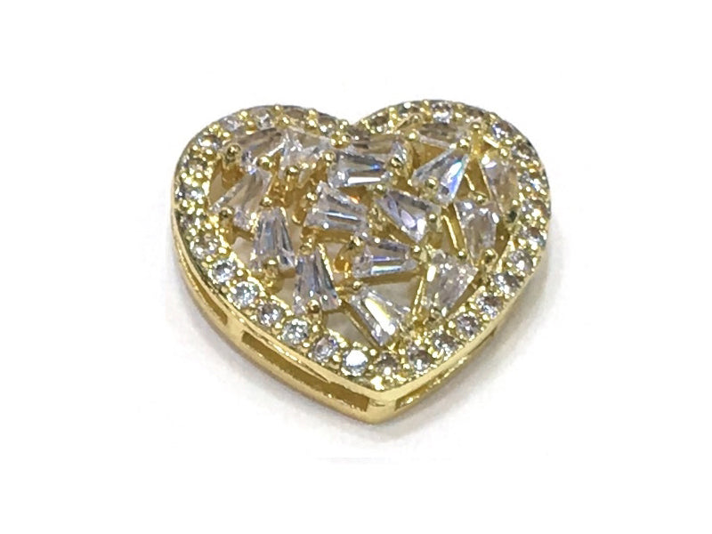 1PCS Brass Cubic Zirconia Heart Accessories
